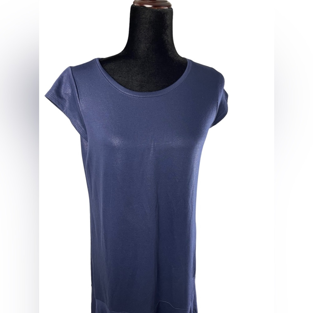 Anthropologie Maeve Ismene midi dress Navy Shimmer w/ Cap Sleeves - Picture 7 of 13